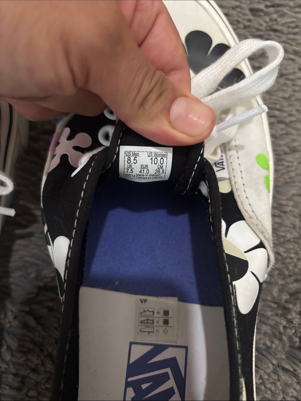 Vans Black & White Floral Skate Shoes with Pastel Accents - Picture 6 of 6